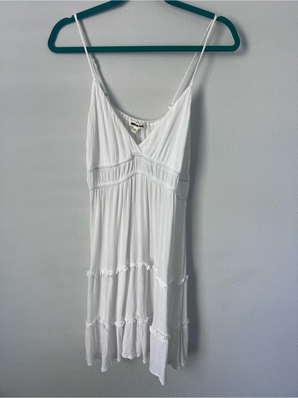 Miken Swim White Tiered Crinkle Gauze Swim Cover Up Dress Size Large